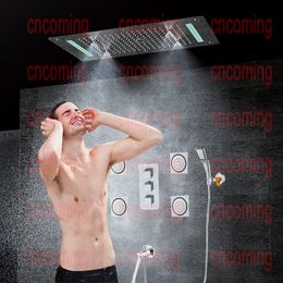 Badkamer verborgen douche set met massage jets LED plafond douchekop tuit thermostatisch bad paneel regen waterval bubble mist CS5422