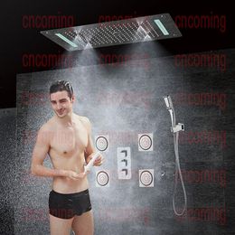 Ensemble de douche dissimulé dans la salle de bain avec jets de massage LED Pommeau de douche au plafond Panneau de douche thermostatique Bain Cascade Pluie Cascade Bulle Mis245t