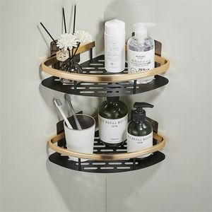 Bathroom Corner Shelf without Drilling Rustproof Space Aluminum Shower Storage Rack Shampoo Holder Bathroom Accessories 220727