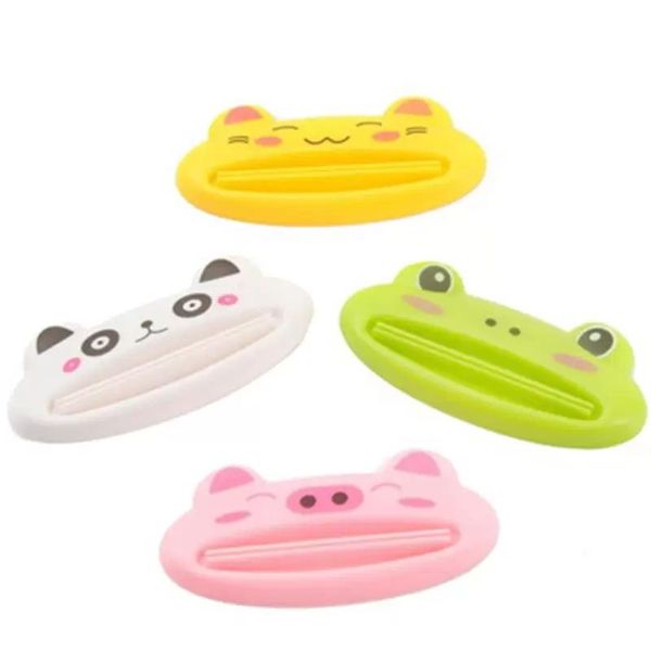 Exprimidor creativo de pasta de dientes de animales de dibujos animados para baño, tubo de cepillo de dientes para baño, soporte rodante, dispensador de herramientas