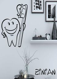 Stickers de décoration de salle de bain décalages muraux de brosse à dents fraîches muraux carreaux imperméables décorer les enfants en vinyle autocollant dentaire clinique4659717