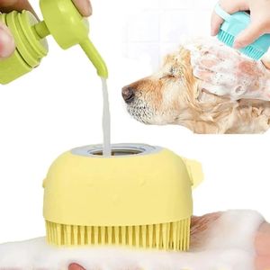 Cepillo de baño para perros, guantes de masaje, peine de silicona de seguridad suave con caja de champú, cepillo para perros, venta al por mayor