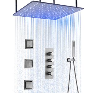 Salle de bains européenne 500*500mm robinet de douche dissimulé 3 voies mélangeur de douche luxueux montage mural plafond ensemble de douche thermostatique
