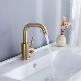 Badkamer kraanborstige gouden badkamerbassin kraan kou en wastafel mixer wastafel kraan eenpersoon dek gemonteerd waterkraan 240508
