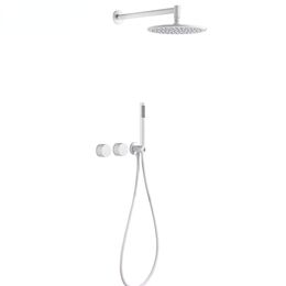 Bathroom Faucet System White Brass Shower Set 2 Ways Hot And Cold Wall Mounted Bathtub Mixer Tap Rain Head Arm Kit