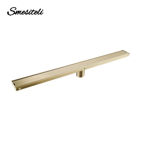 Drain de sol de salle de bains Invisible, filtre de vidange de douche en or brossé, accessoires de cuisine Anti-odeur 60-100CM 304 en acier inoxydable Squ 240311