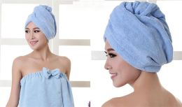 Bonnet de cheveux de salle de bain coton 60*25cm cheveux Turban serviette femmes Super absorbant bonnet de douche serviette à séchage rapide microfibre cheveux secs