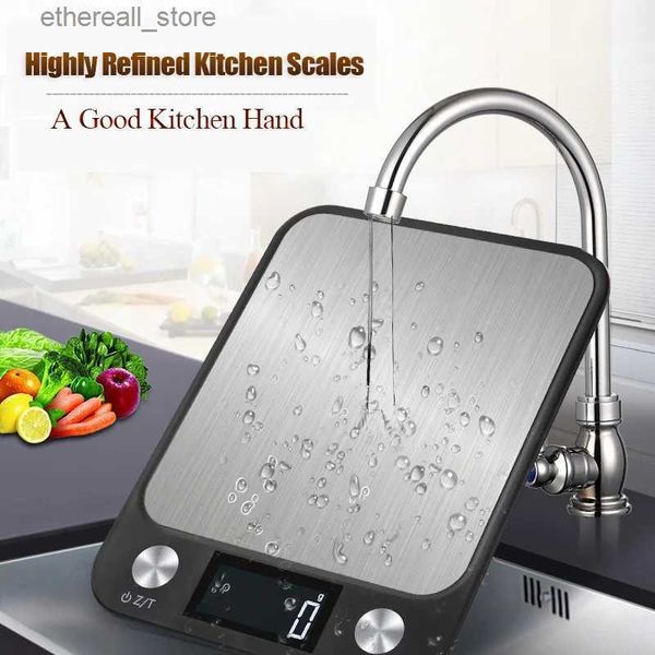 Básculas de cocina para baño y básculas de acero inoxidable para alimentos, pesaje para hornear, cocina inteligente, 15kg/1g para báscula de cocina digital, diseño de acero para café, balanza electrónica Q231020