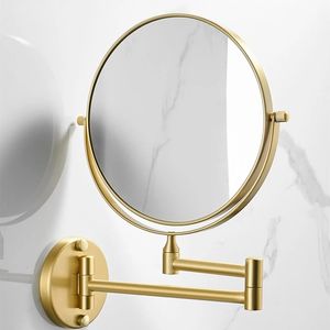 Badkamer make-up spiegels 6 inch wand gemonteerde badkamer spiegel 360 graden telescopisch vouwend 2-gezicht dubbele badkamers cosmetische spiegels