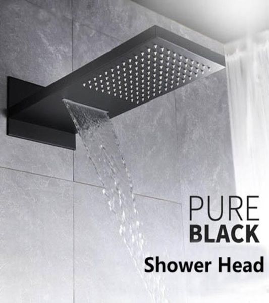 Salle de bain matte noir multifonction 2 voies rectangulaires pluviométriques dans la clause 304 Sus Big Rain Shower Head2164222