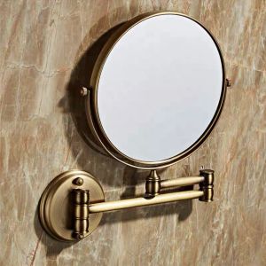 Badkamer spiegel make -up spiegel zwart/gouden messing muur hangende vouwen mirror telescopic dual side vergrotende schoonheid spiegels