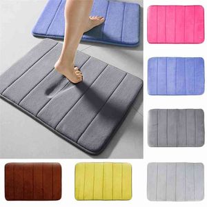 Tapis antidérapant pour salle de bain épais molleton de corail mousse à mémoire de forme tapis absorbant chambre tapis anti-dérapant cuisine Pad pédale Pad 210622