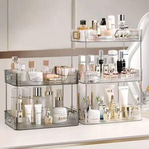 Organisateur de salle de bain, étagère de rangement en acrylique pour maquillage, grande capacité, soins de la peau, cosmétiques, rouges à lèvres, support pour la maison, 240125