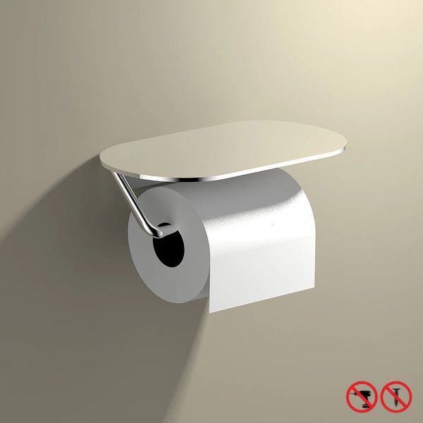 Portarrollos de papel para baño, estante de aluminio para inodoro, colgador de cinta, Hardware de perforación libre brillante 240102