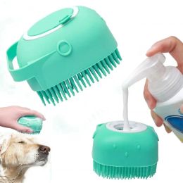 Badkamer Hond Kat Badborstel Massageborstel met zeep en shampoo Zachte siliconen handschoen Honden Katten Kammen Verzorgingsborstel voor huisdieren