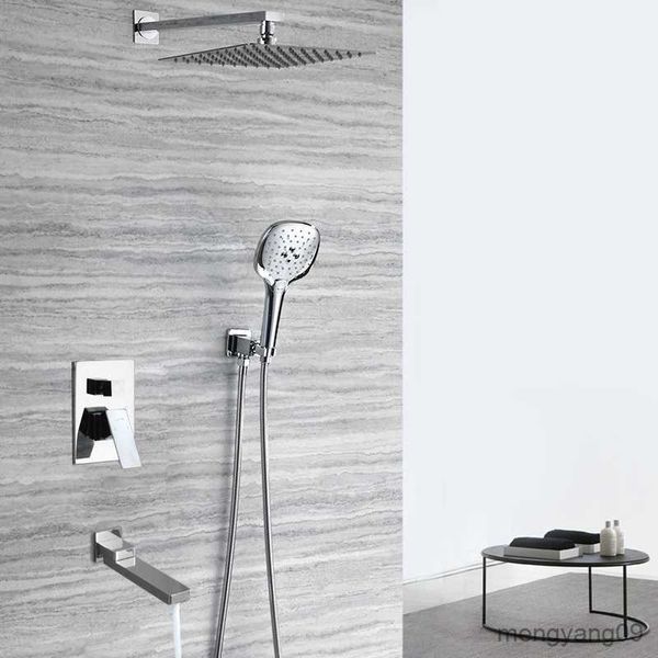 Montaje en pared de baño Baño Lluvia Cascada Ducha Grifos Conjunto Ducha oculta Ducha Fría y mezclador Grifo Grifo R230804