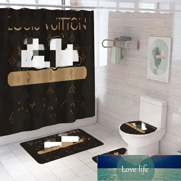 Ensembles de salle de bains, ensemble de rideaux de douche imperméables, rideaux de bain, couvercle de toilette, tapis antidérapant, piédestal, vente en gros