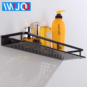 Badkamer plank zwart aluminium enkele badkamer planken douche opslag rack wandgemonteerde decoratieve hoekmand shampoo plank 210724