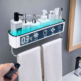 Organizador de estante de baño con barra de toallas Montada de baño Montaje de baño Saño de baño Mapeáneo de la cocina Catadrina del hogar 210331