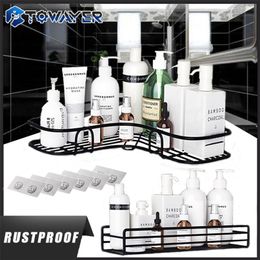 Badkamer plank doucheverplanken shampoo opslagrek keukenhouder punchfree muur gemonteerde organizer accessoires 220809