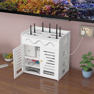 Badkamer Planken 2 Functies Draadloze Wifi Router Opbergdoos Paneel Plank Muur Opknoping Op Bureau Plug Board Beugel Kabel Organizer 230615