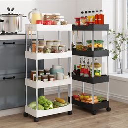 Badkamer Planken 3 4Tier Rolling Trolley Plank Meerdere verdiepingen Winkelwagen Opbergrek Beweegbare Keuken Utility Woonkamer Spleethouder 230615