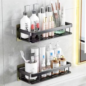 Étagères de salle de bain en alliage d'aluminium support de rangement pour douche Nodrill support mural étagère d'angle support de toilette organisateur de maquillage pour shampooing 230621