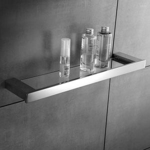 Étagères de salle de bain AUSWIND poinçon contemporain argent 304 étagère en verre en acier inoxydable carré polonais accessoires simples