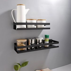 Badkamer planken badkamer accessoires 2050 cm moderne mat zwart badkamer hoekplanken keuken muur plank douchebad shampoo opslagrek 230303