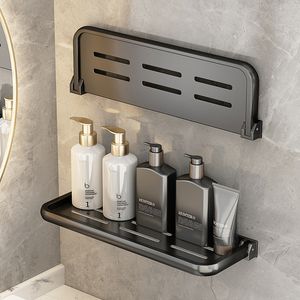 Badkamer planken badkamer zwart vouw plankruimte aluminium hoekplanken handdoekrek shampoo houder keuken opslagrek nagel gratis install 230421