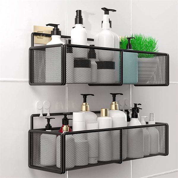 Étagères de salle de bain, cuisine, poinçon, cadre d'angle, étagère de douche, support de rangement de shampoing en fer forgé avec ventouse, accessoires de salle de bain 230422