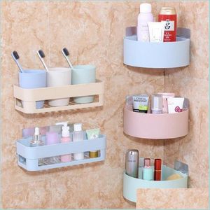 Étagères de salle de bain Shees Shees Organisateur de toilette Adhésive Shampooing Gel Rangement Panier de rangement Decoration Affre