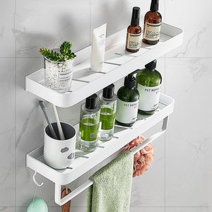 Estantes de baño Estante de baño Estante de ducha de baño Soporte de champú de baño blanco de aluminio Estante de esquina Soporte de almacenamiento de cocina montado en la pared 230422