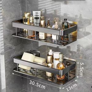 Étagères de salle de bain Étagère de salle de bain Nodrill Étagères murales Support de stockage de shampoing pour douche Carré Aluminium Organisateur de bain Accessoires 230503