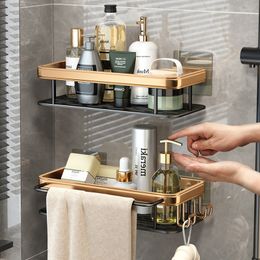 Badkamer planken badkamer planken zonder roestvrije aluminium douche muur plank shampoo handdoekhouder badkamer organisator accessoires set 230421