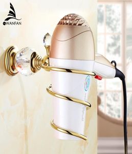 Étagères de salle de bain en laiton cristal salle de bain étagère murale mural sèche-cheveux stockage sèche-cheveux Support spirale Support de Support HK368765904