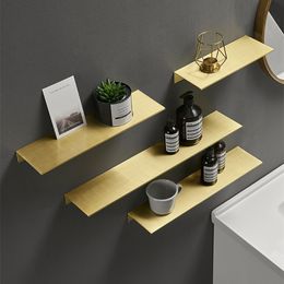 Badkamer planken geborsteld gouden metalen badkamer plank muur opslagrek wasstand boren grote wandplank voor opslag 30/40/50/60 cm lengte houder 230421