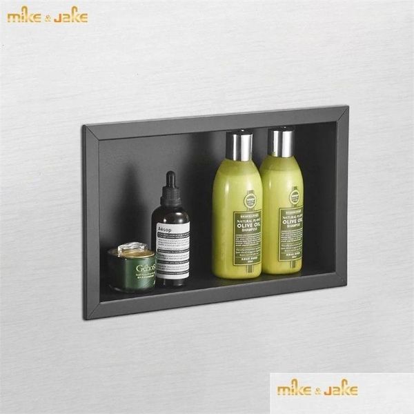 Étagères de salle de bains dissimulées, niche murale noire mate, salle de douche, boîte encastrée en acier inoxydable, El 211112, livraison directe, maison, jardin, bain H Dhlqm