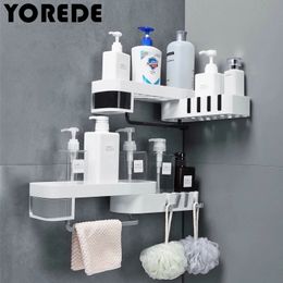 Étagères de salle de bain coin organisateur étagère shampooing cosmétique support de rangement mural cuisine articles ménagers accessoires 230221