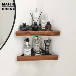 Étagères de salle de bain, étagère d'angle murale en bois et aluminium, étagères flottantes, présentoirs, support de rangement, décoration d'intérieur pour salon, chambre à coucher, salle de bain, cuisine 230926