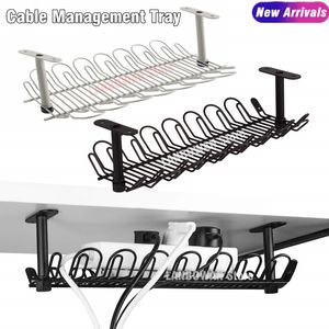 Bathroom Shelves Desk Cable Management Tray Under Table Socket Hang Holder Power Strip Storage Rack For Offices Living Room Wire Cord Organizer 230608
