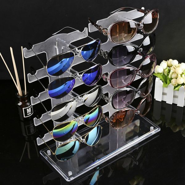 Estantes de baño Doble fila 10 pares de gafas Soporte de exhibición Gafas de sol Soporte de soporte Accesorios WJ826 230615