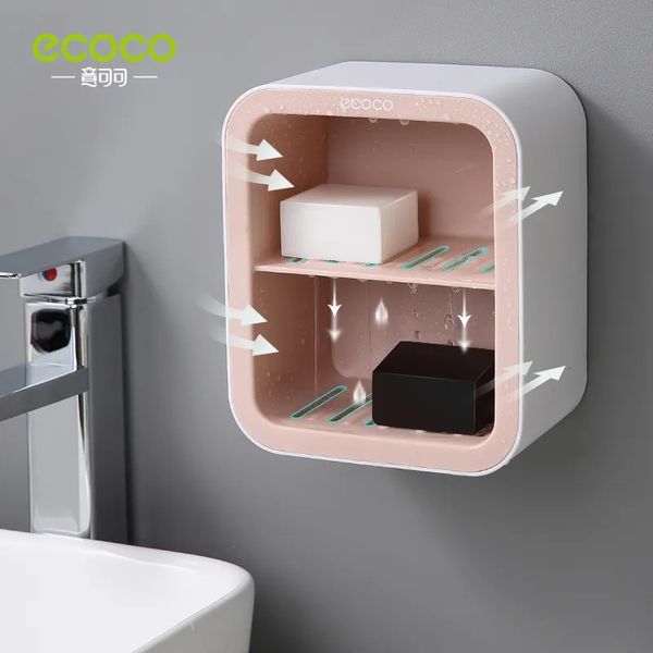 Estantes de baño ECOCO Diseño de cajón doble Caja de jabonera montada en la pared Ducha de baño Soporte para jabón Bandeja Estante de almacenamiento Estante Accesorios de baño 230926