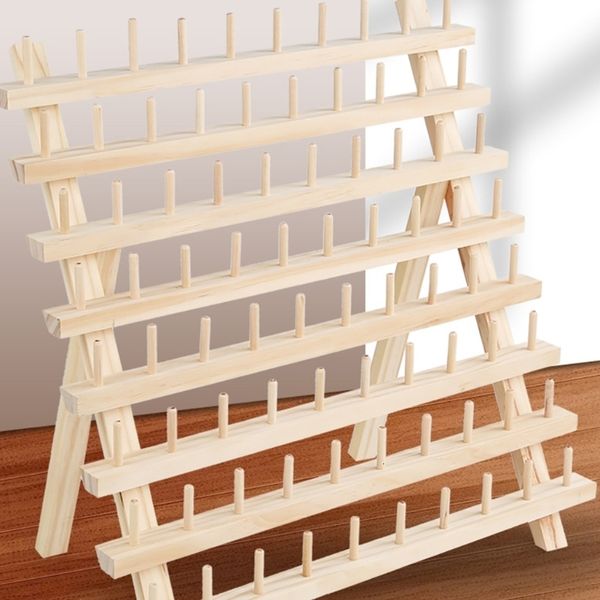 Étagères de salle de bain Porte-fil en bois pliable 30/80/120 bobines Couture Broderie Rack Organisateur Tenture murale Cônes Support Étagère Outil 230207