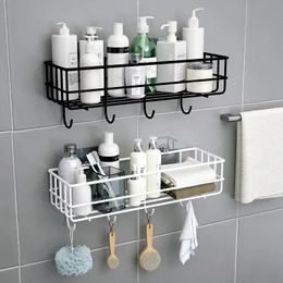 Étagères de salle de bain Étagère de salle de bain en fer forgé de style japonais support de rangement mural pour gel douche toilette support de toilette poinçon gratuit 231031