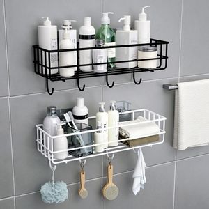 Étagères de salle de bain Étagère de salle de bain en fer forgé de style japonais support de rangement mural pour gel douche toilette support de toilette poinçon gratuit 221121