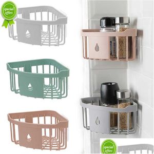 Étagères de salle de bain évier de cuisine égouttoir mural coin rangement égouttoir à savon étagère porte-serviettes organisateur accessoires Drop Deli Dhiwe