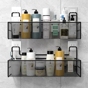 Étagères de salle de bain Étagère de rangement murale en métal pour salle de bain Étagères de salle de bain sans poinçon Étagère de rangement murale multifonction Organisateur de bain 230421