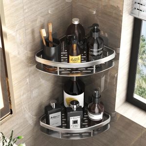 Badkamerplanken geen boorwandbevestiging hoekschap douche opslagrekhouder voor WC Shampoo Organizer Accessories 230330