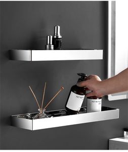 Badkamerplanken punch-vrij roestvrijstalen chroom badkamer planken keuken muur plank douche opslagrek zwarte badkamer accessoires 30-50 cm 230421